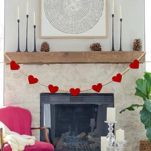 Guirnalda Romántica de Corazones de Fieltro, Letrero XOXO para el Día de San Valentín, Decoración para Chimenea y Fiestas de Boda - Product Image 1