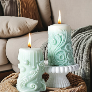 Wonder World Handmade Pillar Scent Candle DIY Spiral Pattern Customized Modern Valentine's Day Christmas New Year Gift <b>Soy</b> <b>Wax</b> - Product Image 2