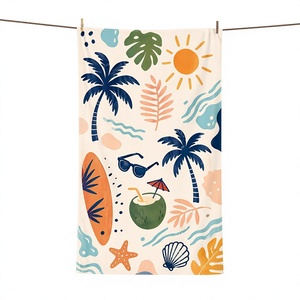 Custom Logo Microfiber <b>Beach</b> Towel Quick Dry Absorbent <b>Foldable</b> Floral Printed Travel Pool Resort Towel - Product Image 1