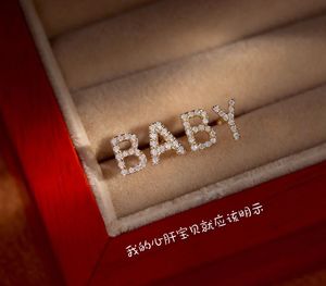 Pendientes de Oro Original de 18K con Diamantes Naturales de Xinfly, Combinación Libre, 26 Letras - Product Image 3