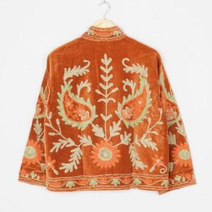 <b>Women</b> Velvet Suzani Embroidered Jacket Handmade Boho Ethnic Floral Vintage Short <b>Coat</b> Luxury Festival Wear Custom Wholesale - Product Image 2