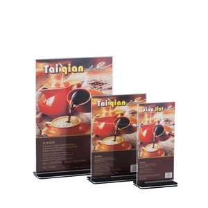 新着モダンT字型ウェディング広告八角形プルアウト縦型プラスチック製サインホルダーディスプレイラック100x150mm - Product Image 1