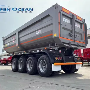 Alta calidad de alta resistencia 3 ejes 4 ejes 50-80 toneladas volquete hidráulico volquete Semi camión remolque trasero remolque para la venta