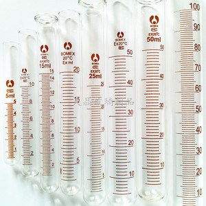 Tubos de Ensayo Graduados Pomeranian de 5, 10, 15, 20, 25, 50 y 100 ml, Boca Plana, Fondo Redondo, Volumétricos, para Uso en Laboratorio - Product Image 2