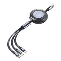 Câble de charge rapide rétractable 3-en-1 120W, longueur 1,2 m, câble de données USB-C pour iPhone 17 et Android