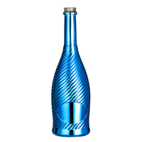 Conception personnalisée 750ml Brandy Bouteille en verre Galvanoplastie 750ml Or Bouteille de champagne Bouteille en verre de liqueur gonflable avec liège