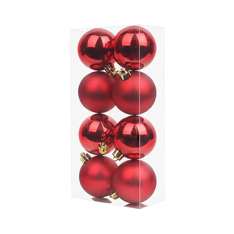 Atacado tamanhos diferentes 2021 novo design 6cm vermelho pvc bolas de enfeite de natal