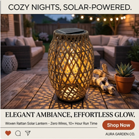 Lampes d'art en rotin à énergie solaire pour l'extérieur, idéales pour les cours et les loisirs, étanches et durables, éclairage de bureau, lumière d'ambiance