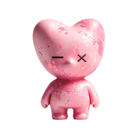 Usine chinoise de jouets en PVC sur mesure OEM – Figurine en vinyle Cœur éclaboussuré rose, acceptant la personnalisation de dessins et de moules – Jouet de collection