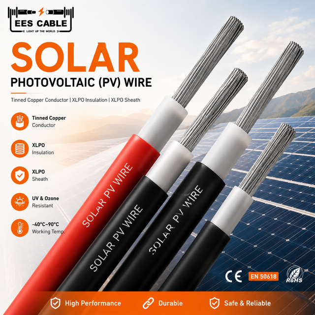 Solar Photovoltaic (PV) Wire Cable H1Z2Z2-K DC 1500V Single Core Tinned Copper 2.5mm 4mm 6mm 10mm UV/Ozone Resistant