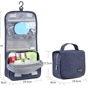 Trousse de toilette de voyage bleu marine avec crochet, sac de rangement pour voyage, forme rectangulaire - Product Image 5