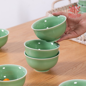 Tazón de Arroz de Cerámica Lisa Celadón Premium de 4.5 Pulgadas, Porcelana Tradicional Cocida, Vajilla Azul Verde para Mesa de Comedor y Cocina - Product Image 5
