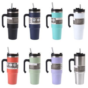Camping Drinkware 30oz Stainless Steel Vacuum Insulated <b>Car</b> Tumbler With Handle Straw Transparent <b>Flip</b> Lid - Product Image 1