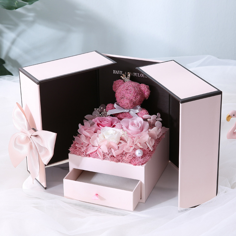 Poudre légère d'ours chérie à double porte rose
