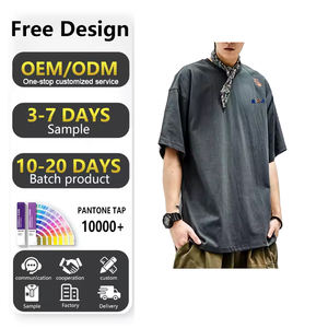 T-shirts pour hommes avec logo brodé personnalisé de haute qualité, confortables et décontractés, à épaules tombantes, en coton surdimensionné et uni avec broderie - Product Image 1