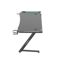 Bureau de jeu PC en bois en forme de Z Wquantum avec porte-gobelet, crochet pour casque, surface en mélamine, assemblage requis pour une utilisation à domicile