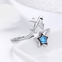 Vente en gros de pierres précieuses étoiles design délicat bleu bague d'articulation pas cher en vrac empilable en vrac minimaliste saphir bagues réglables pour les filles