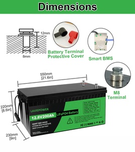 Batteries rechargeables à décharge profonde de qualité supérieure 12V 100Ah 200Ah Batterie solaire au lithium-ion - Product Image 2