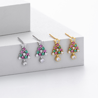 Boucles d'oreilles de Noël en argent 925, clous d'oreilles sapin de Noël, zircon étincelant, bijoux dorés, cadeau de fête pour femme