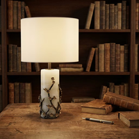 Lampe de table moderne en marbre avec abat-jour en tissu et branches métalliques, idéale pour chevet, bureau, lecture, chambre d'hôtel, salon