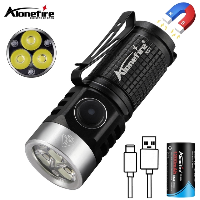 6000K Flashlight 3xLed Bright Rechargeable Portable Clip Torch Light Magnet Night Lighting Outdoor Camping Work Car Repair Lamp