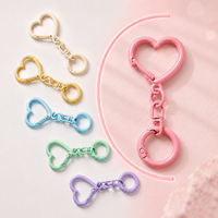Porte-clés Cœur Couleur Bonbon avec Fermoir à Pression et Chaîne, Anneau en O à Ressort pour Accessoires, Bricolage, Artisanat, Support de Clés, Breloque de Sac