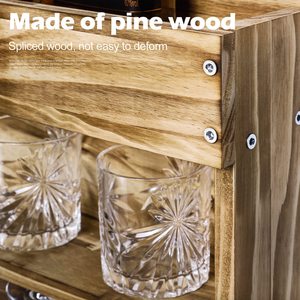 Étagère à alcool avec support pour bouteilles et verres à pied, support mural en bois pour vin et whisky, porte-bouteilles à vin pour 12 bouteilles - Product Image 2