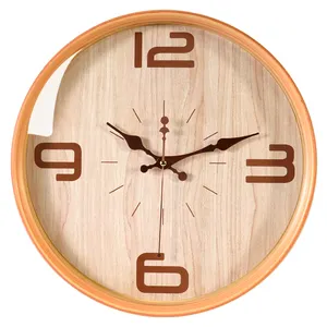 12 "Plastic Wood Grain Clock wall Custom background designed for home Office hotel Wood wall clocks