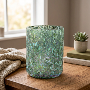 Porte-bougie en verre vert moucheté, pot à bougie rond, lanterne décorative pour la maison, la décoration de table de mariage - Product Image 3