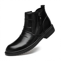 Bottes d'hiver mi-mollet en cuir, style britannique, formelles et décontractées, tendance, avec fermeture éclair latérale, respirantes, antidérapantes, résistantes à la neige, chaudes, pour le travail