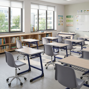 Escritorios y Sillas Individuales para Estudiantes de Altura Ajustable, Marca SONGYE, Diseño Moderno, Construcción Metálica, Modelo PT-308ES-1, Venta al Por Mayor - Product Image 1