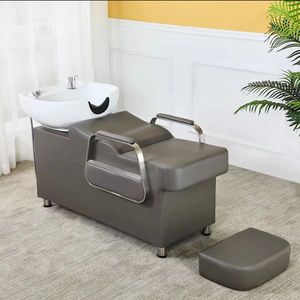 Z HBeauty Salon Barber Shampoo Backwash Unit Sink Station White Black Ceramic Tilting Sink with Adjustable Seat Hair Washing <b>Bed</b> - Product Image 5