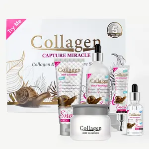 Hot Selling Skin Beauty Kollagen Schnecken reinigung Befeuchtet die Gesichtshaut pflege 5-teiliges Set