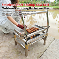 Barbecue rotatif manuel pliable en acier inoxydable, support de barbecue portable au charbon de bois, léger (8 kg) pour le camping en plein air et les familles