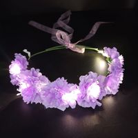 Accessoires de mariage mariée LED lueur belle rotin lumineux Rose fleurs rose blanc jaune Led fleur couronne bandeau