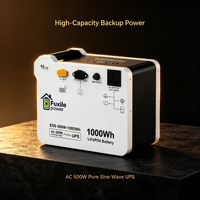 Station UPS Portable Compacte 1000Wh Batterie LiFePO4 500W Charge Continue PV Voiture Camping VR Hors Réseau Urgence Domestique Pure