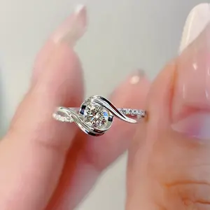 Xinfly 보석 선물 0.35Ct 라운드 컷 VS 선명도 천연 다이아몬드 약혼 결혼 사랑 반지 여성용 18k 골드
