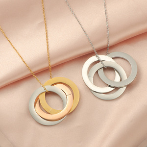 Collar con Colgante de Dos Círculos de Acero Inoxidable, Grabado de Mensajes Personalizados, Venta al por Mayor para Mamá - Product Image 3