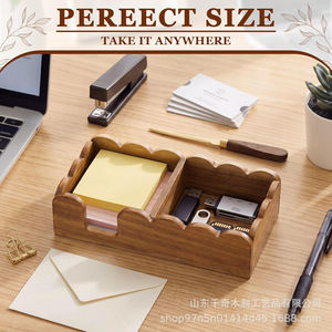 Wooden Wave Shaped Desk Organizer With Sticky Note Holder For Office And <b>Home</b> Use - Product Image 4