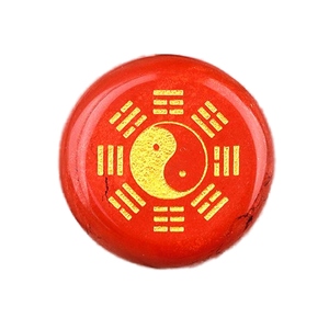 Chine vente 25MM mode potins disque naturel jaspe rouge Agate pierre sculpture taoïste <span class=keywords><strong>Yin</strong></span> et Yang potins Tai Chi diagramme - Product Image 1