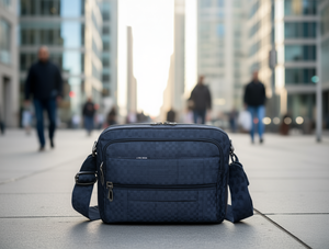 Borsa a Tracolla Orizzontale da Uomo in Materiale Oxford con Chiusura a Cerniera per Uso Lavorativo - Product Image 2