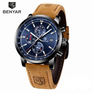 Reloj BENYAR 5102 para Hombre, Cronógrafo Deportivo a Prueba de Agua, Relojes de Pulsera de Cuero Genuino para Hombre, Nuevo Reloj de Lujo para Hombre, Regalo - Product Image 2