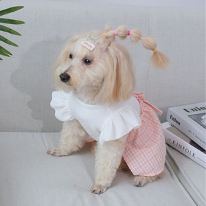 Vestido para Mascotas, Diseño a Cuadros Rosa, Manga con Volantes, Falda Tipo Tulipán, Cómodo y Agradable para la Piel, para las Cuatro Estaciones - Product Image 2