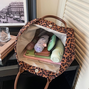 Sac à bandoulière en toile imprimé zèbre et léopard, avec poignée souple en PU, grand sac de rangement pour l'école, les trajets quotidiens et le shopping - Product Image 6