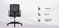 Chaise de bureau ergonomique pivotante moderne de haute qualité Foshan, dossier moyen en maille, hauteur réglable 300 mm, base fixe en nylon à 5 étoiles
