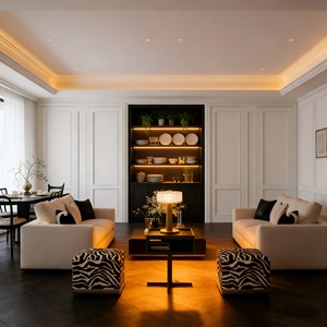 Meuble TV moderne noir avec éclairage, unité TV en bois, meuble TV flottant pour rangement domestique, meuble mural multimédia en bois sur mesure pour la maison - Product Image 2