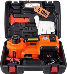 Kit Cric Elettrico per Auto 5 Tonnellate 12V, Cric Idraulico Portatile con Avvitatore a Impatto e Pompa Gonfiagomme con Luci LED - Product Image 2