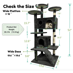 Arbre à <span class=keywords><strong>chat</strong></span> d'intérieur en bois et sisal avec 2 niches - Product Image 4