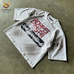 Camiseta de Diseño de Alta Calidad, Estilo Vintage, con Gráficos Desgastados, Logotipo Personalizado, Lavado Ácido, Estilo Urbano - Product Image 1