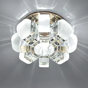 Lustre de plafonnier monté en surface à LED ronde en cristal de plafond